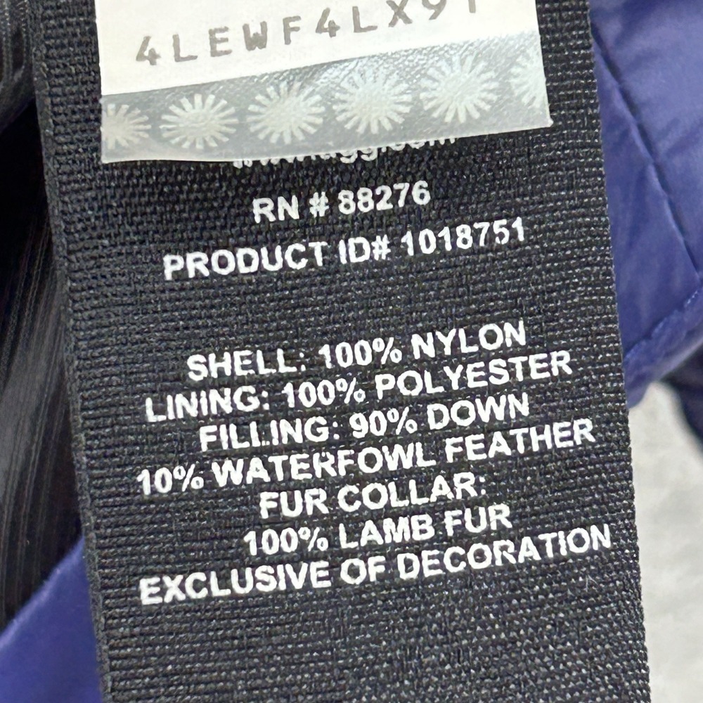 UGG Puffer Down Vest Women Size Large Blue Detachable Collar Cozy - Picture 8 of 11